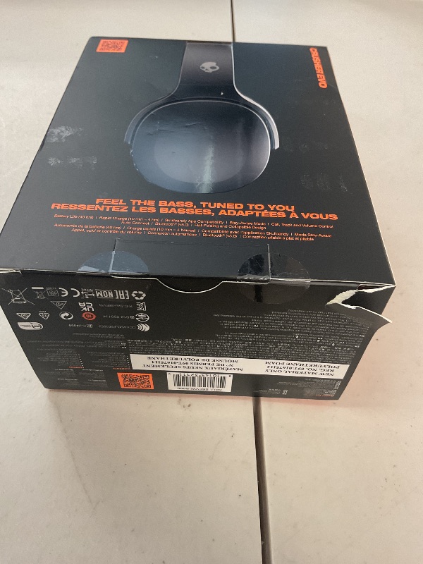 Photo 1 of Skullcandy Crusher Evo Wireless Bluetooth Headphones with Multi-Sensory Bass, Noise Isolating Over-Ear Fit, Up to 40 Hours Battery, Microphone for iPhone Android - Asphalt
