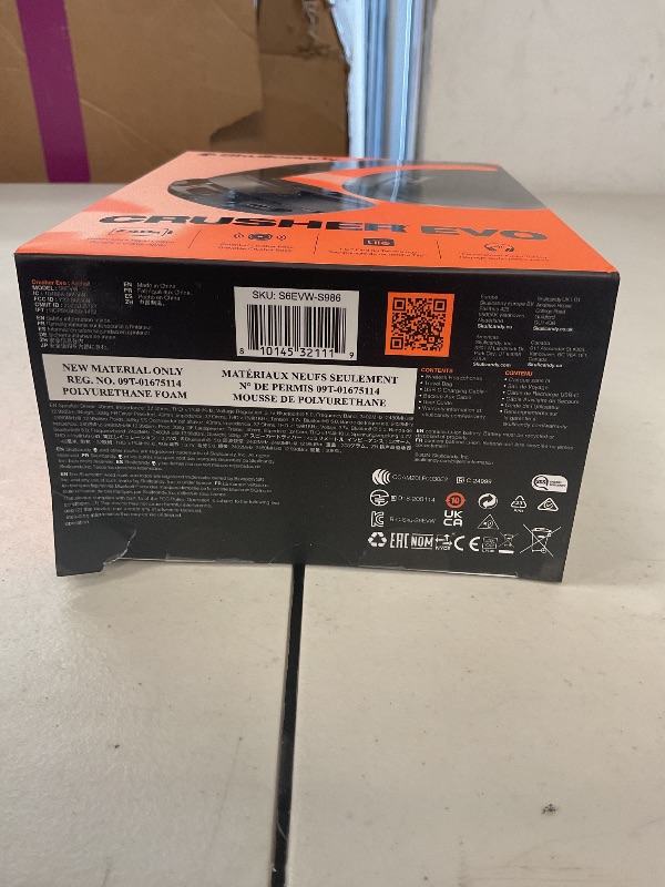 Photo 1 of Skullcandy Crusher Evo Wireless Bluetooth Headphones with Multi-Sensory Bass, Noise Isolating Over-Ear Fit, Up to 40 Hours Battery, Microphone for iPhone Android - Asphalt