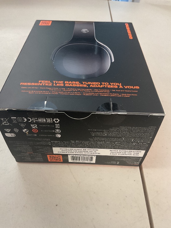 Photo 1 of Skullcandy Crusher Evo Wireless Bluetooth Headphones with Multi-Sensory Bass, Noise Isolating Over-Ear Fit, Up to 40 Hours Battery, Microphone for iPhone Android - Asphalt