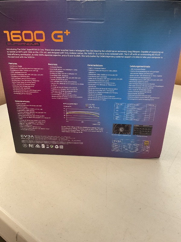 Photo 1 of EVGA Supernova 1600 G+, 80+ Gold 1600W, Fully Modular, 10 Year Warranty, Includes Free Power On Self Tester, Power Supply 220-GP-1600-X1