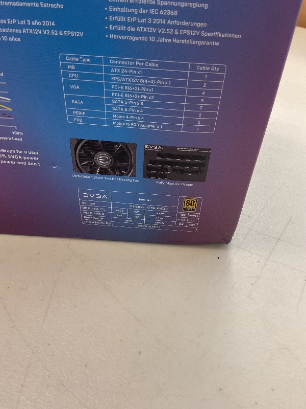 Photo 1 of EVGA Supernova 1600 G+, 80+ Gold 1600W, Fully Modular, 10 Year Warranty, Includes Free Power On Self Tester, Power Supply 220-GP-1600-X1