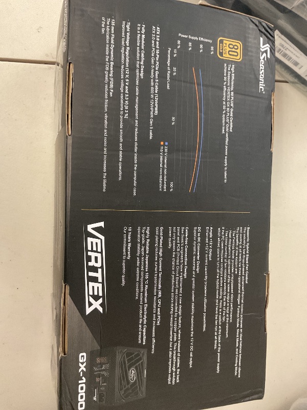 Photo 1 of Seasonic Vertex GX-1000-1000W - 80+ Gold - ATX 3.0 & PCIe 5.0 Ready - Full-Modular - ATX Form Factor - Low Noise - 12 Year Warranty - Nvidia RTX 30/40 Super & AMD GPU Compatible