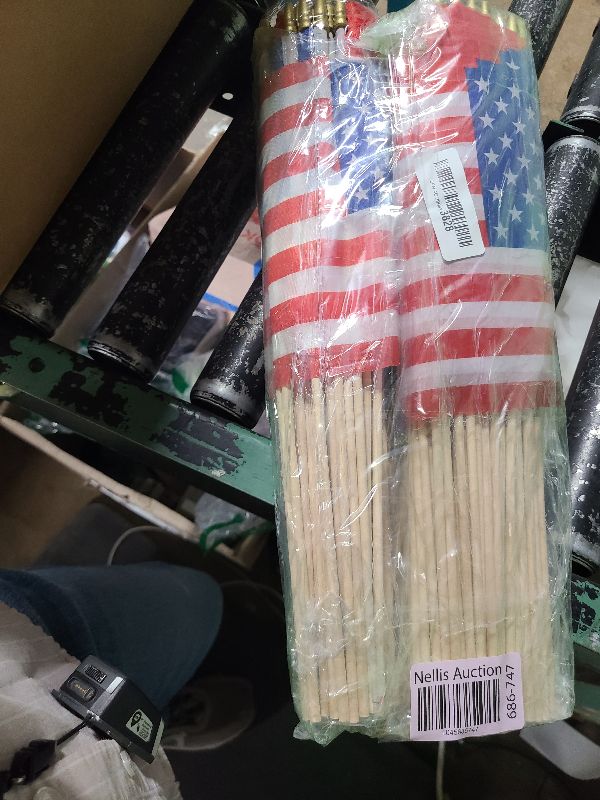 Photo 1 of 110 Pcs Small American Flags on Stick - 8 x12 Inches Mini American Flags with Safety Spear Tip - Bulk Solid Wooden Pole Handheld US Flag for Parades Independence Day Memorial Day 4th of July Decorations