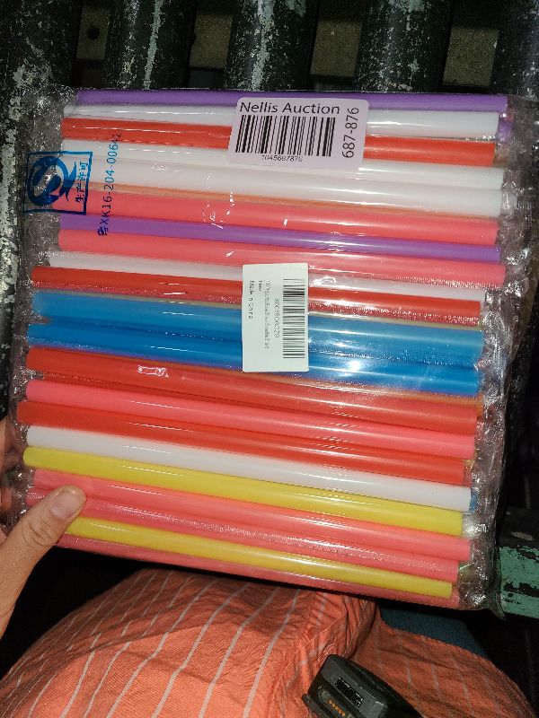 Photo 1 of [100 Pcs] Boba Smoothie Individually Wrapped Straws - Jumbo Large Plastic Disposable Bubble Tea Milkshake Colorful Drinking Straws(8.2" long and 0.43" Diameter)