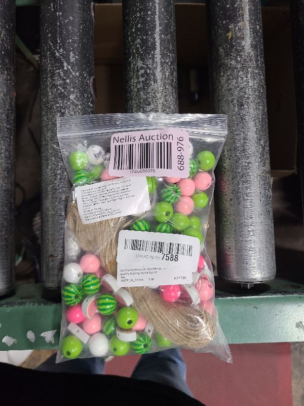 Photo 1 of 100 Pcs Watermelon Wooden Beads 16 mm Summer Multi Colored Wooden Beads Bulk Colorful Summer Wood Beads for Crafts Round Loose Spacer Beads for DIY Necklace Earring Bracelet Jewelry Making Home Decor