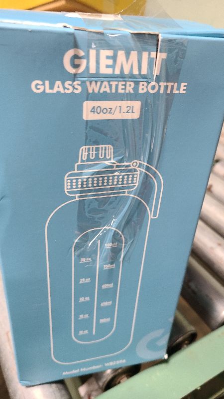 Photo 1 of 40oz Glass Water Bottle with Handle Lid Time Marker Motivational Sport Water Jug with Silicone Sleeve Water Flask Canteen Wide Mouth Water Bottle for Gym Workout Travel Office Home Everyday Hydration