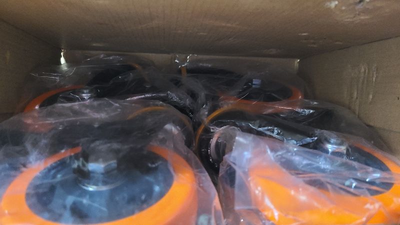 Photo 1 of 4 Inch Caster Wheels 2200Lbs, Threaded Stem Casters Set of 4 Heavy Duty, 1/2"-13 x 1 (Screw Diameter 1/2", Stem Length 1"), Safety Dual Locking Industrial Castors, Wheels for Cart, Furniture