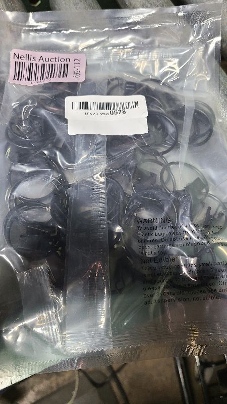 Photo 1 of 50PCS Curtain Rings with Clips - Curtain Clips Black Drapery Rings with Fasteners 1.26 inch Interior Diameter Rod Metal Fasteners for Decoration Craft Dispaly