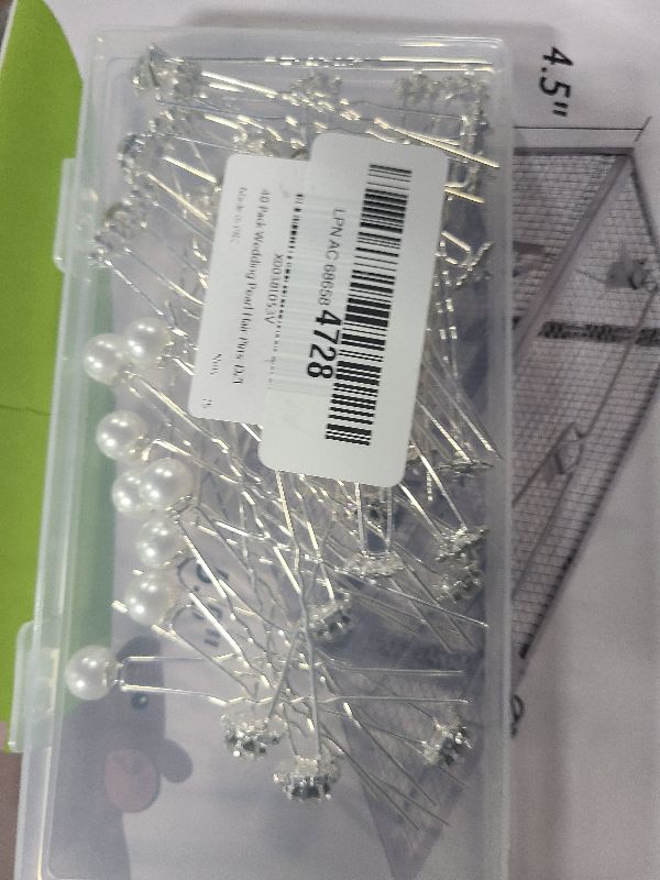 Photo 1 of 40 Pack Wedding Pearl Hair Pins for Bridal, Silver Pearl Rhinestone Hair Pins Wedding Hair Decorations Accessories for Brides Bridesmaids Women Girls