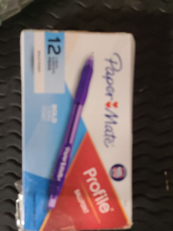 Photo 1 of **ONLY 10**
Paper Mate Profile Retractable Ballpoint Pens, Bold (1.4mm), Purple, 12 Count