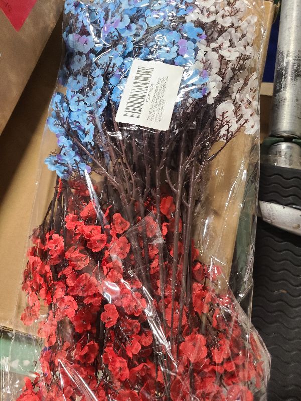 Photo 1 of 4th of July Table Decorations, Patriotic Handmade 12Pcs Artificial Flowers Red Blue White Patriotic Picks for Fourth of July Memorial Day Veterans Day Home Office Table Centerpiece Decor Gift