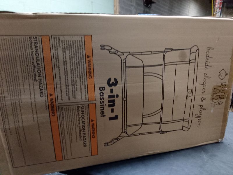 Photo 1 of 3 in 1 Baby Bassinet, Bedside Sleeper, & Playpen, Easy Folding Portable Crib (Grey)- KoolaBaby (Bassinet)