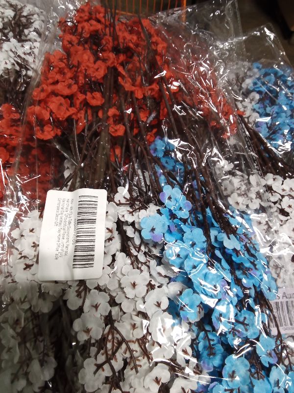Photo 1 of 4th of July Table Decorations, Patriotic Handmade 12Pcs Artificial Flowers Red Blue White Patriotic Picks for Fourth of July Memorial Day Veterans Day Home Office Table Centerpiece Decor Gift