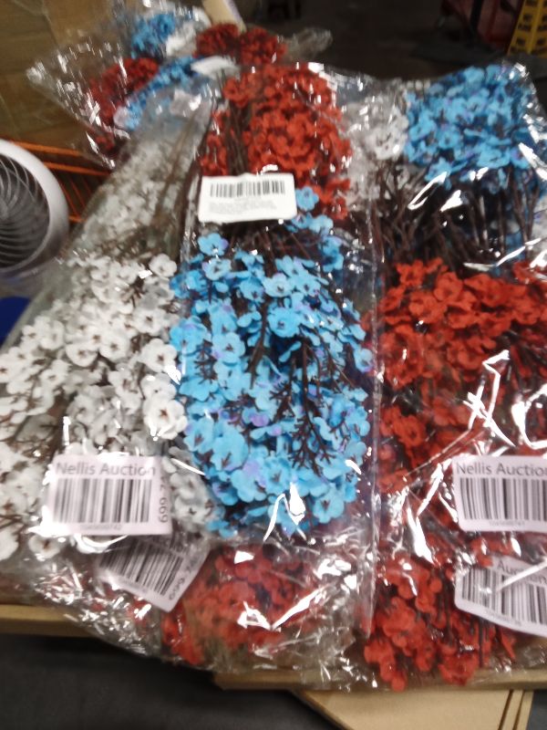 Photo 1 of 4th of July Table Decorations, Patriotic Handmade 12Pcs Artificial Flowers Red Blue White Patriotic Picks for Fourth of July Memorial Day Veterans Day Home Office Table Centerpiece Decor Gift