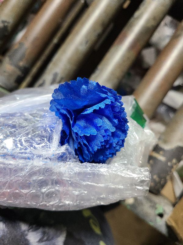 Photo 1 of 50 Artificial Silk Flower Carnation Head with Stems Set,Vase Fillers,2" Marigold Flower Heads for Diwali Home Decor Day of The Dead Wreath Garland Cake Ornaments (Royal Blue)