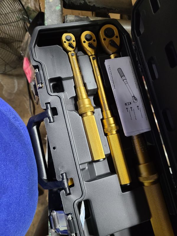 Photo 1 of 1/4 3/8 1/2-inch Drive Click Torque Wrench, 3Pcs 4-20Ft.lb, 5-45Ft.lb, 15-165Ft.lb Torque Wrench Set with ±3% Accuracy, 72-Tooth, Dual-Direction for Bike, Motorcycle, Car Repair