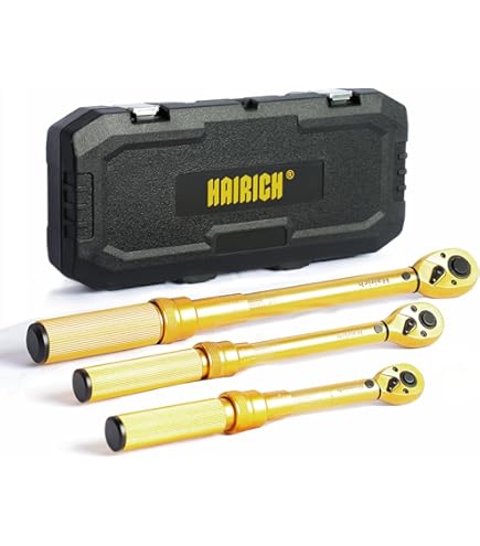Photo 1 of 1/4 3/8 1/2-inch Drive Click Torque Wrench, 3Pcs 4-20Ft.lb, 5-45Ft.lb, 15-165Ft.lb Torque Wrench Set with ±3% Accuracy, 72-Tooth, Dual-Direction for Bike, Motorcycle, Car Repair