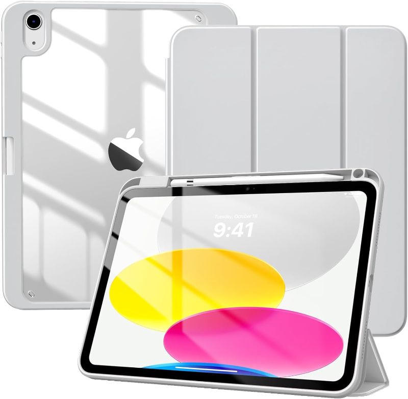 Photo 1 of  TiMOVO Case for iPad (A16) 11th Generation 11 Inch 2025, iPad 10th Generation Case 10.9 Inch 2022 with Pencil Holder,Slim Protective Cover with Clear Back Shell,Auto Wake/Sleep, Light Gray 