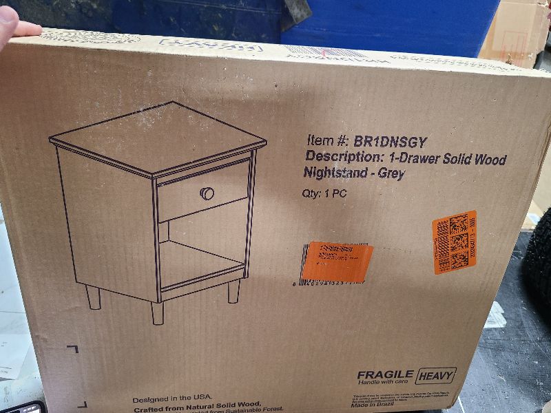 Photo 1 of ** ONLY 1 SET **
Walker Edison Myron Modern 1-Drawer Solid Wood Nightstands, Grey