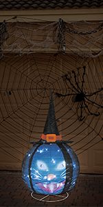 Photo 1 of 3Ft Pumpkin Lights Outdoor/Indoor with Built-in LED Lights, Lighted Stacked Pumpkins with Witches Hat, Light up with Timer for Living Room, Yard Patio Decor 