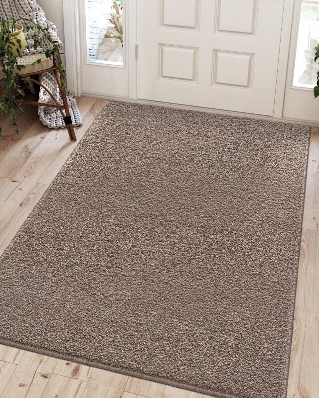 Photo 1 of DEXI Indoor Door Mat, Low Profile Welcome Mat Doormat, Non Slip Front Door Rugs for Entryway, Porch, Hallway, Patio, 3'x5', Mocha Brown
