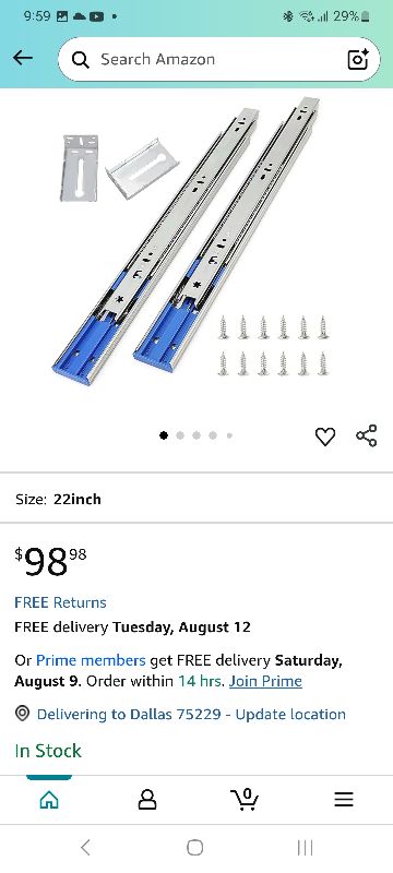 Photo 1 of 2 Pairs of 22 Inch Soft Close Drawer Slides 3-Section Full Extension Ball Bearing Side Mount 100LB Capacity Drawer Rails with Rear Mount Brackets
