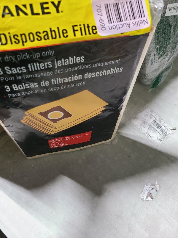 Photo 1 of 3 Pack STANLEY Filter Bag 19-3100, for 5-8 Gallon Wet/Dry Vacuum, Compatible with STANLEY SL18115 SL18115P SL18116 SL18116P SL18117 SL18701P-10A SL18410P-5A SL18410-5B and Porter-Cable PCX18406-5B