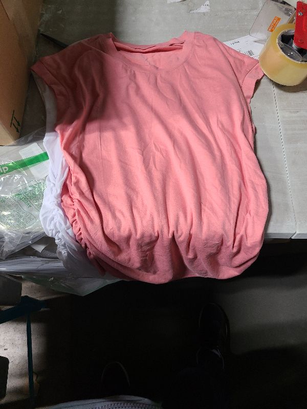 Photo 1 of  Cap Sleeve Tops for Women Summer Top Basic Tee Shirts Casual Tank Loose Fit 2025 Fashion L
