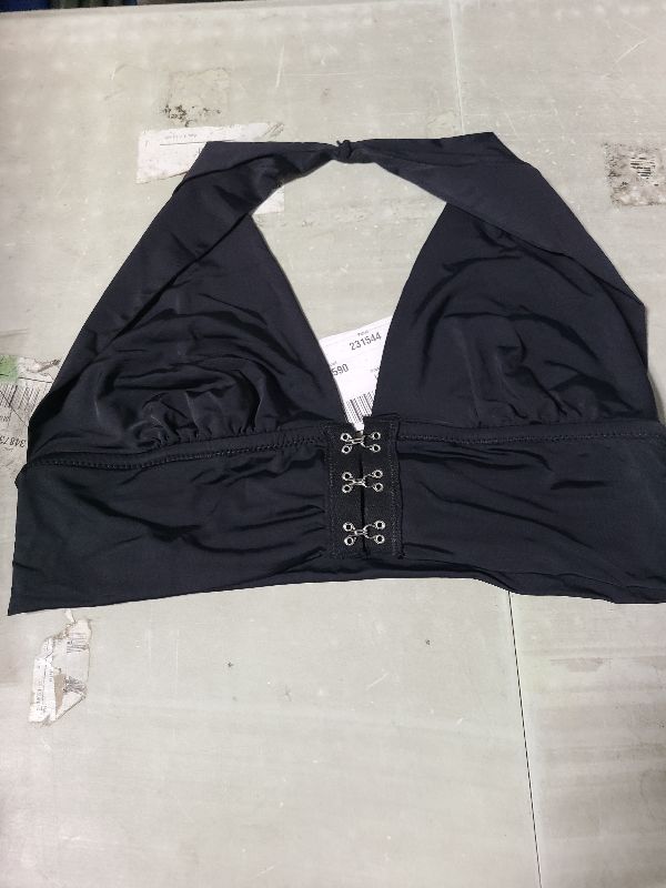 Photo 1 of  Women's Front Closure Halter Bra Low Back Deep V Neck Unpadded Wireless Bralette M/L
