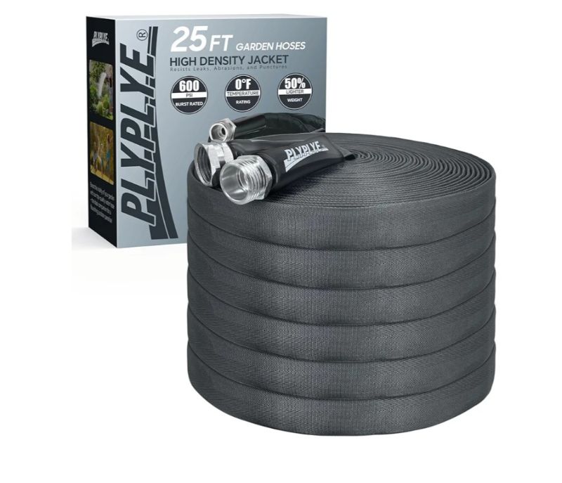 Photo 1 of 30 5ft Non-Expanding Garden Hose – Ultra-Light, Kink-Free, High-Pressure, Abrasion-Resistant, Durable, All-Weather, Eco-Friendly, Black&Gray