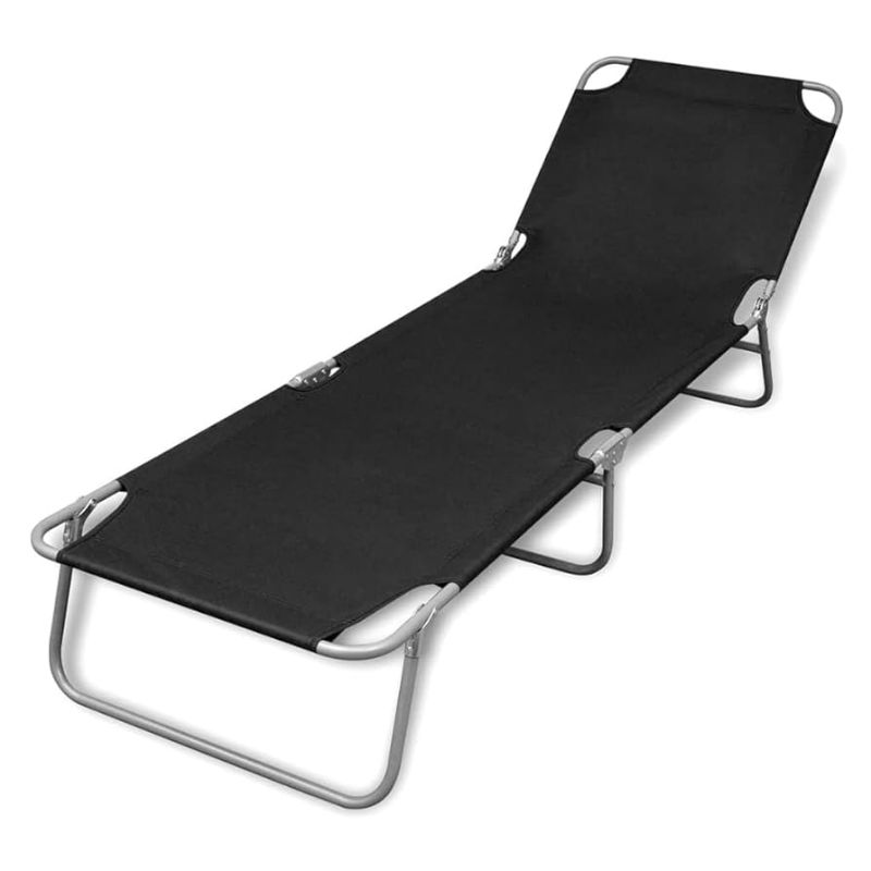 Photo 1 of  vidaXL Powder Coated Steel Foldable Sun Lounger Black
