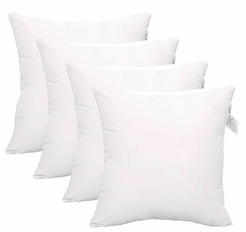 Photo 1 of  Accent Home 4 Pc Pack Throw Pillow Inserts Hypoallergenic Square Form Sham Stuffer 18" x 18"
