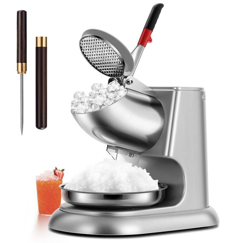 Photo 1 of  Electric Portable Compact Countertop Automatic Ice Cube Maker Machine with 11 Inch Height Dual Blades Ice Crusher Shaver 