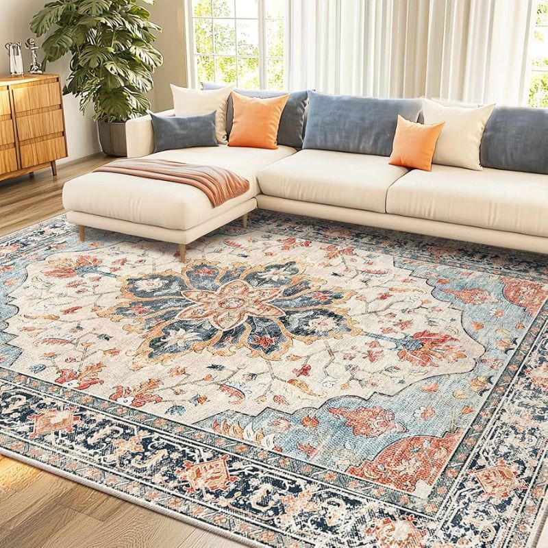 Photo 1 of 
Visit the Store, RELEANY
RELEANY
Visit the Store
4.5
4.5 out of 5 stars
(2,438)
Area Rugs 9'x12' Washable Non-Slip, Floral Vintage Distress Print Pattern Medallion Carpet for Living Room Bedroom Dining Room, Beige Navy Blue Orange Colorful 