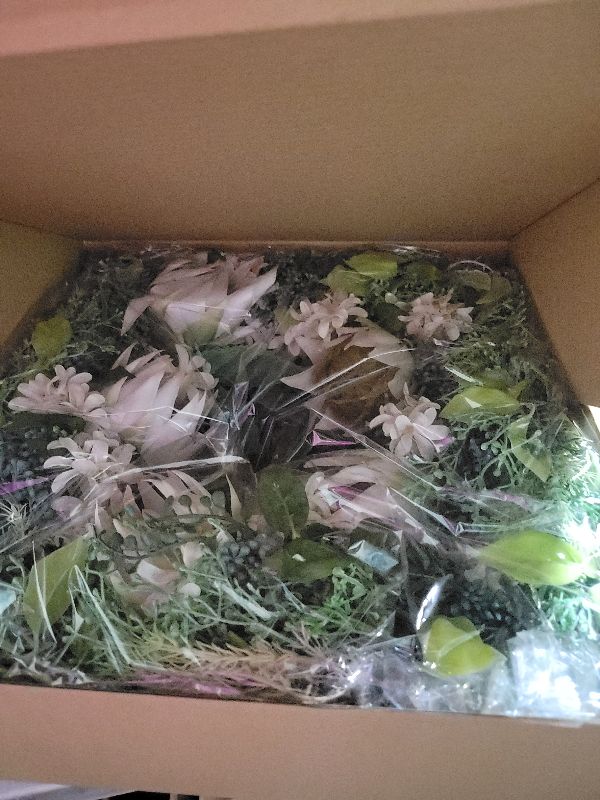 Photo 1 of 24-26 Inch Summer Spring Front Door Wreath, White Silk Flowers Green Leaves Floral Wreaths Decor for Front Door Porch Wall Farmhouse