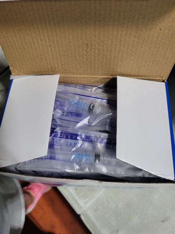 Photo 1 of 100 Pack Disposable 3ml/cc Lab Syringes with 23Ga 1 Inch Needle Luer Lock, Individually Sealed Packed
