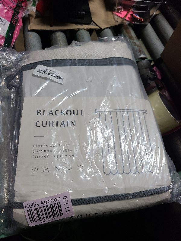 Photo 1 of 100% Blackout Shield Full Blackout Curtains for Bedroom 84 inch Length 2 Panels Set, Clip Rings/Rod Pocket Faux Linen Black Out Curtains for Living Room, Thermal Insulated, 50Wx84L, Beige White