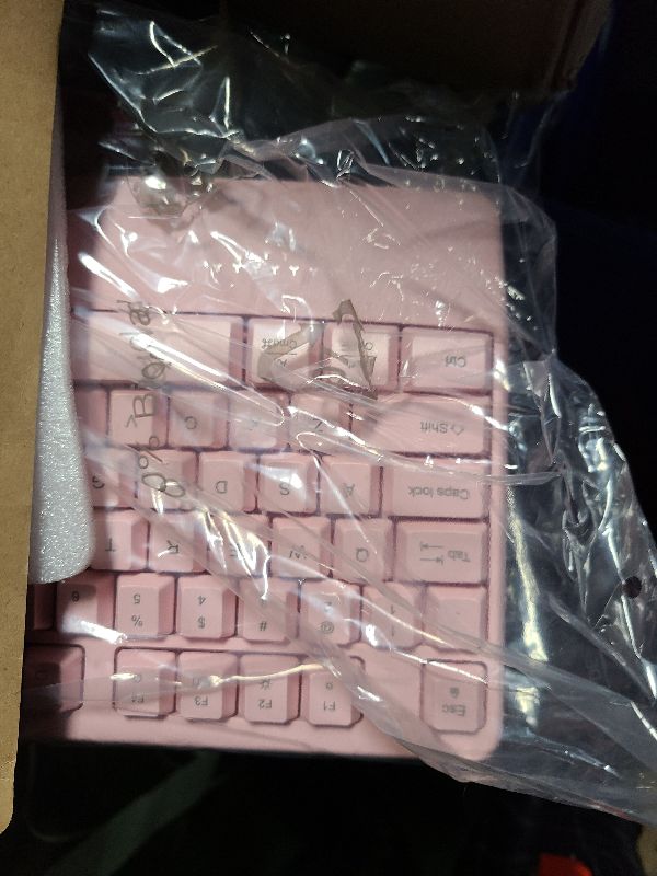 Photo 1 of MEETION Wireless Keyboard and Mouse, Full-Sized Cordless Keyboard with Wrist Rest and 3 DPI Adjustable Mouse, 2.4G Wireless, Compatible with PC/Computer/Laptop/Windows/Mac, Pink