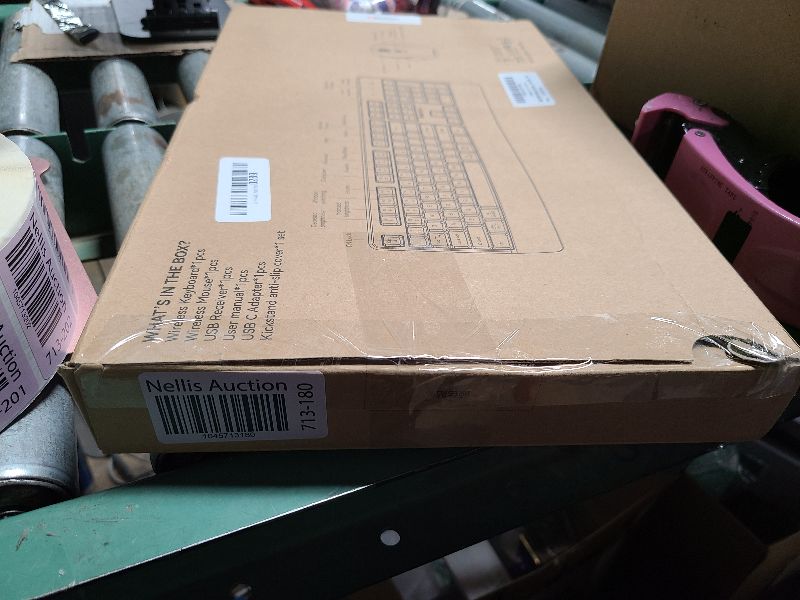 Photo 1 of MEETION Wireless Keyboard and Mouse, Full-Sized Cordless Keyboard with Wrist Rest and 3 DPI Adjustable Mouse, 2.4G Wireless, Compatible with PC/Computer/Laptop/Windows/Mac, Pink