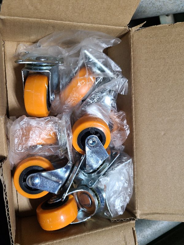 Photo 1 of 1.5 Inch Casters, ASHGOOB Caster Wheels/Casters Set of 8, 360° Swivel Universal Plate Caster Wheels for Storage Box/Small Furniture/Kitchen Appliances, Orange Polyurethane (PU) Castors (8 Pack)