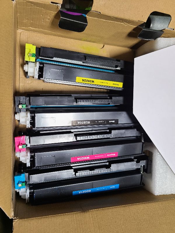 Photo 1 of 414A Toner Cartridges 4 Pack (with Chip) Compatible Replacement for HP 414A 414X for Color Laserjet Pro MFP M479fdw M479fdn M479dw Pro M454dw M454dn M479 M454 Printer Ink W2020A W2020X High Yield