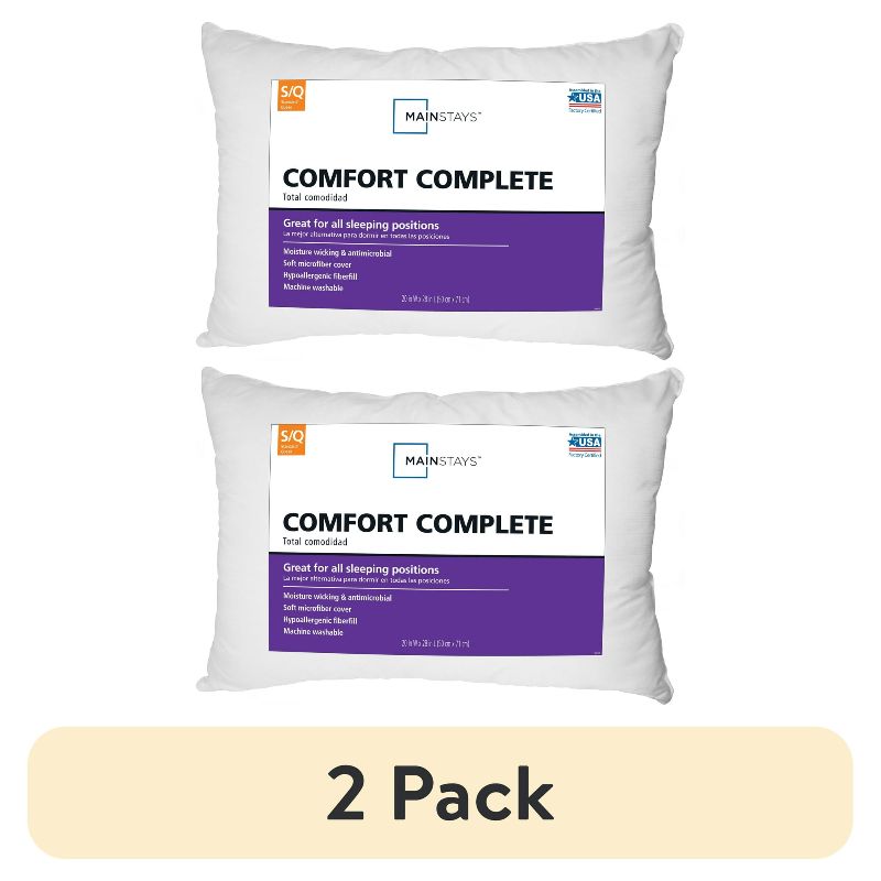 Photo 1 of (2 pack) Mainstays Comfort Complete Bed Pillow, Standard/Queen