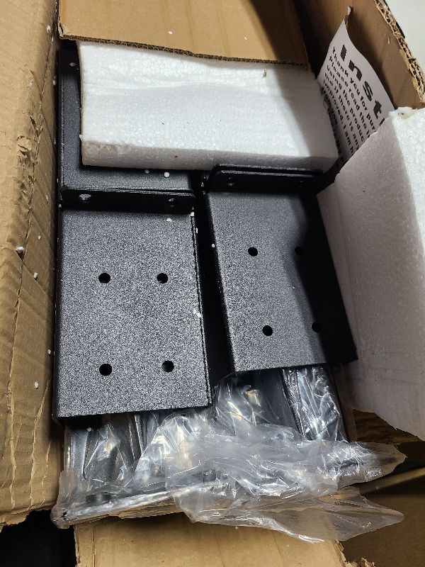 Photo 1 of 4 Pcs 4"x4" Fence Post Anchor,?Inner Size 3.6"x3.6"? Heavy Duty Fence Post Anchor Ground Spike 22" with Black Powder-Coated Outdoor Support Deck,Fence,Porch,Railing,Mailbox..