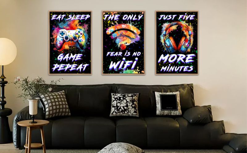 Photo 1 of  Wall Art Modern Abstract Minimalist Ink Line Painting Picture Mid Century Geometric Prints Canvas Poster Retro Graffiti Artwork for Office Home Decor 16x24in 3 pcs