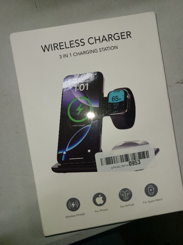 Photo 1 of 3 in 1 Wireless Charger Charging Station, Wireless Charger Stand for 16e 16 15 14 Pro Max 13 12 11,Charging Dock for AirPods 4 3 2 Pro, Apple Watch 10/9/Ultra/8/SE/7/6/5/4/3