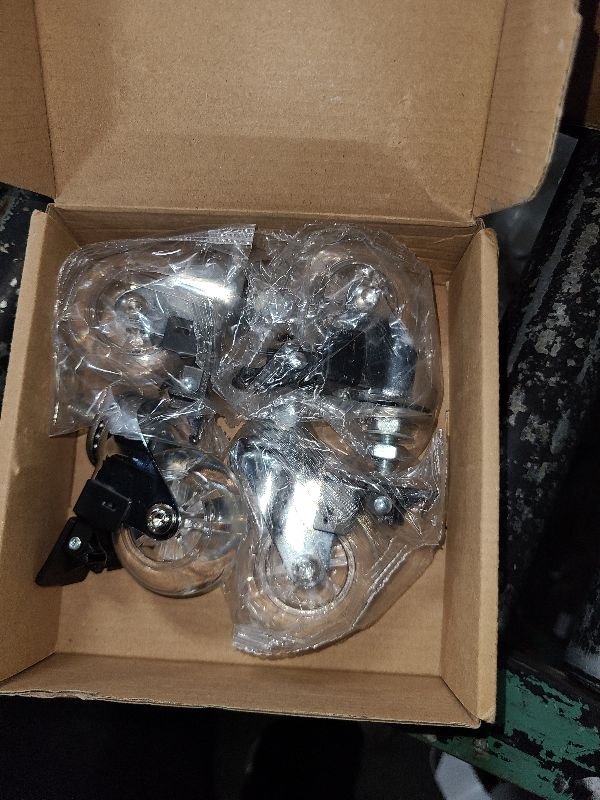 Photo 1 of 2 inch Stem Caster Wheels,Threaded Stem Castors Wheel, 360 Degree Rotated Crystal Clear Wheel,Soft Polyurethane Furniture Wheels for Carts and DIY Projects(M8X15,Brake)