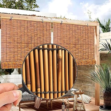 Photo 1 of  Bamboo Curtain,Bamboo Blinds for Windows,Roman Roller Blinds,Cordless Design,for Doors/Kitchen,Customizable (Color : 91x183cm/36x72in)
