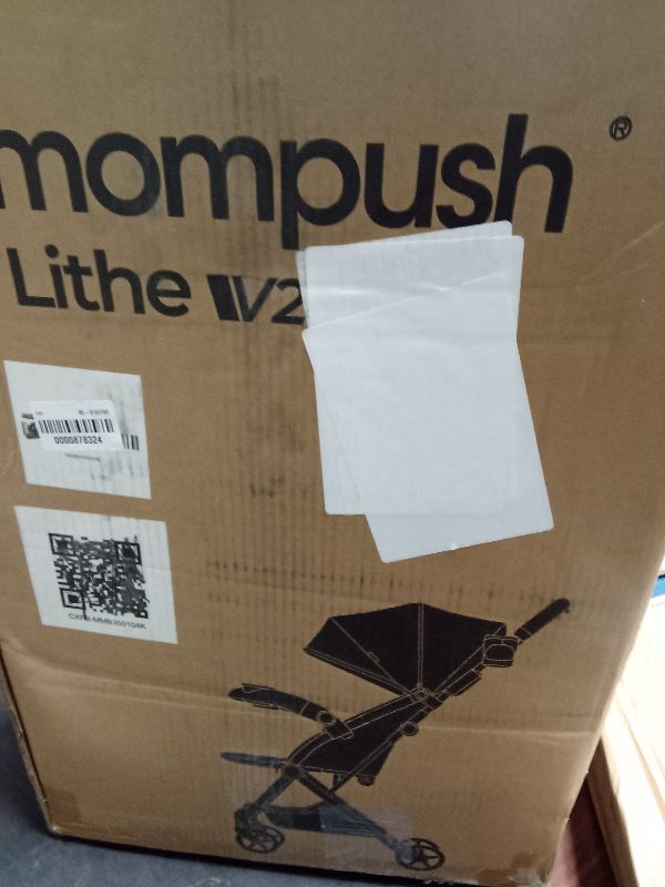 Photo 1 of  Mompush Lithe V2 Lightweight Stroller with Snack Tray, Ultra-Compact Fold & Airplane Ready Travel Stroller, Near Flat Recline Seat, Cup Holder, Raincover & Travelbag Included 