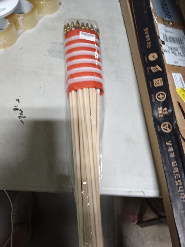 Photo 1 of 25 Pack Small American Flags on Stick 8x12 Inch/Mini American USA Flags/US Handheld Stick Flags Spear Top (25, 8x12 Inch)