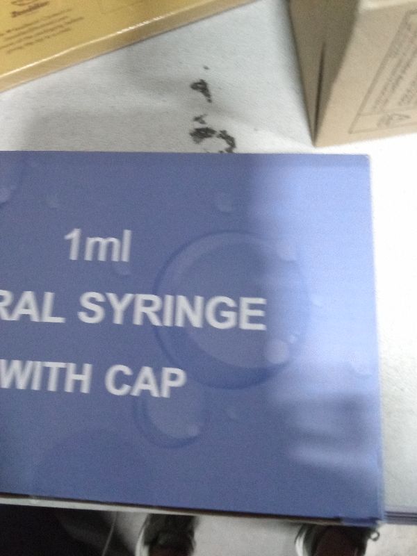 Photo 1 of 50 Pcs 1ml Syringes with Caps Oral Dispenser Individually Sterile Warpped for Medicine Dropper, Colostrum Collect Feeding Pets, Liquid